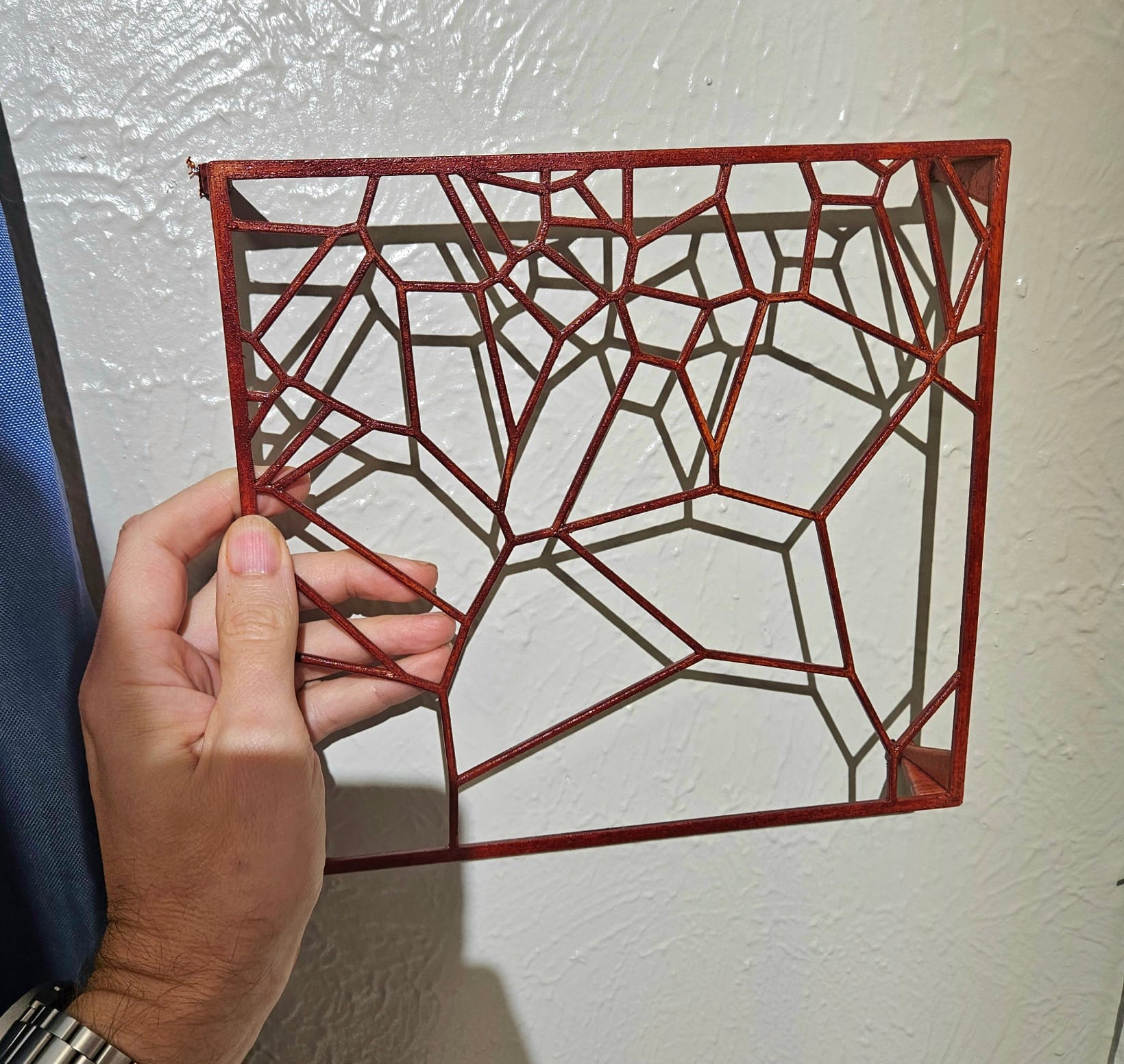 Lattice against the wall with 1 coat of stain