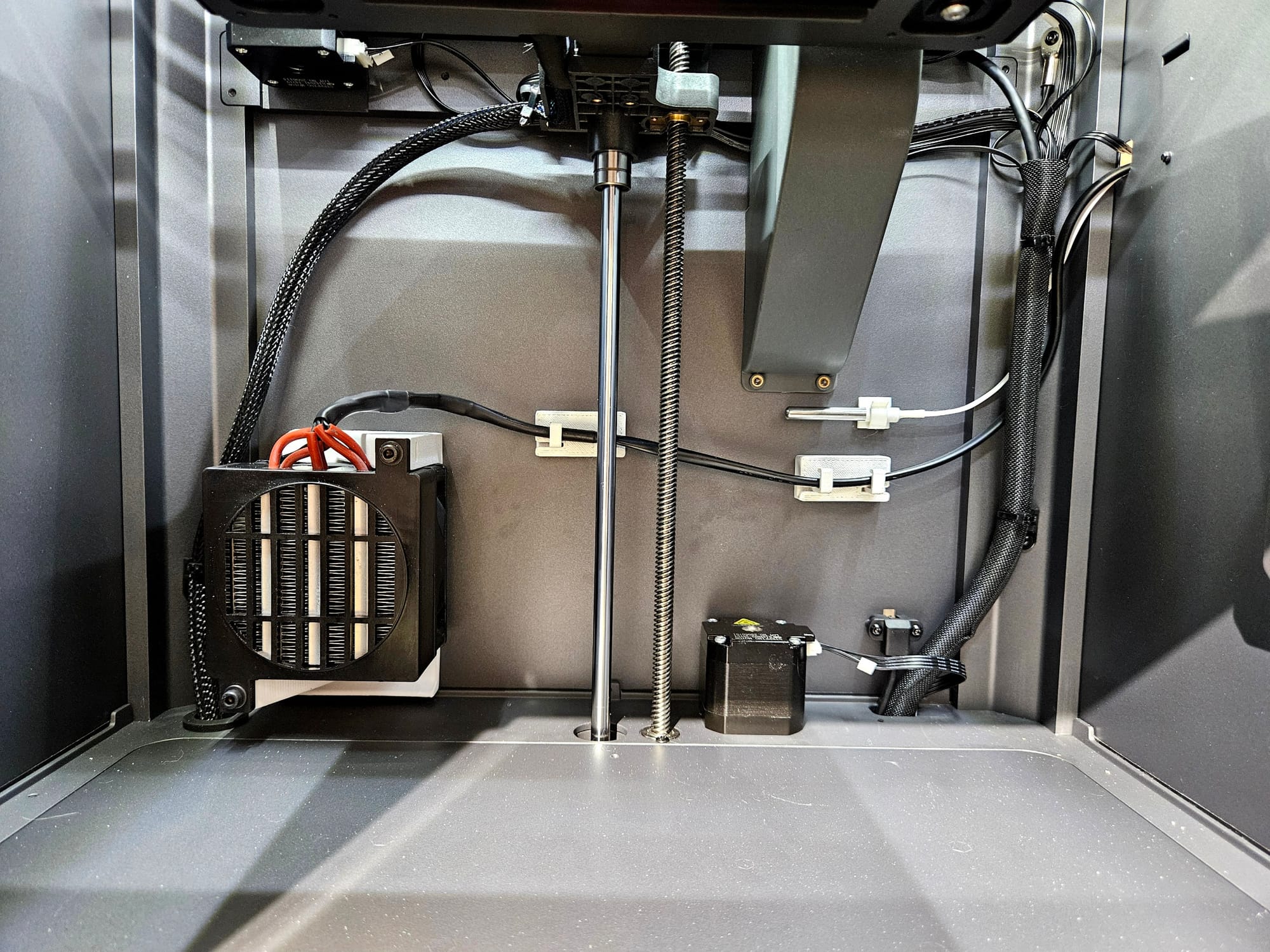 Heater and cable mounts in place