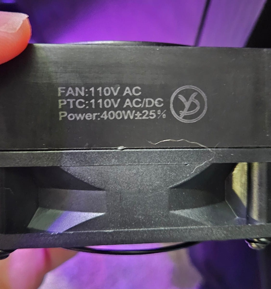 Side view of the Yidu PTC heater